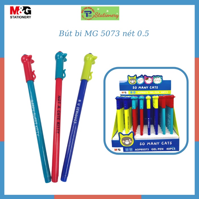 Bút Nước M&G AGPB5073 mực xanh nét 0.5mm so many cats siêu cute