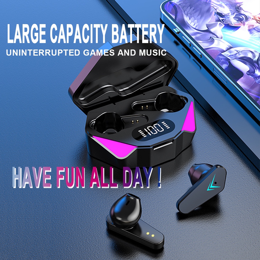 Tai Nghe Gaming X15 Bluetooth 5.1 Không Dây Giảm Tiếng Ồn Cảm Ứng Điều Khiển Vân Tay Âm Thanh Hifi 9D Cho Android