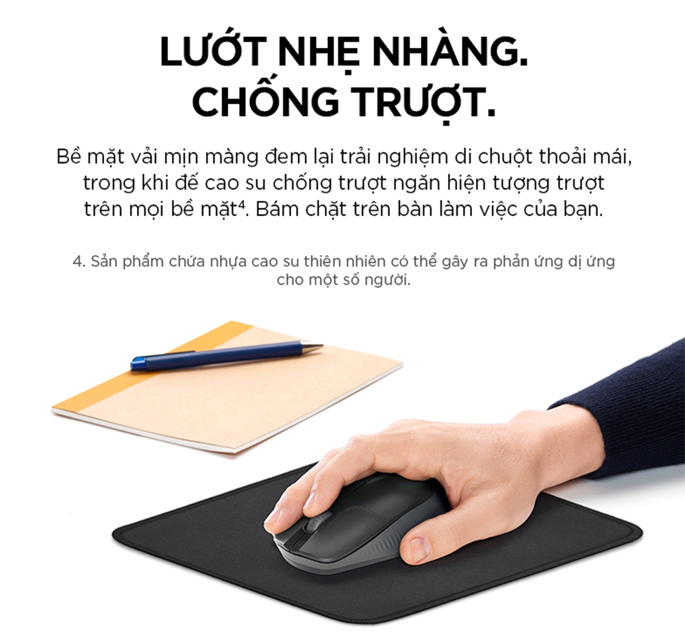 Mô tả Bàn di chuột Logitech Mouse Pad Studio Series - Đế chống trượt, lướt dễ dàng, chống đổ tràn - 7