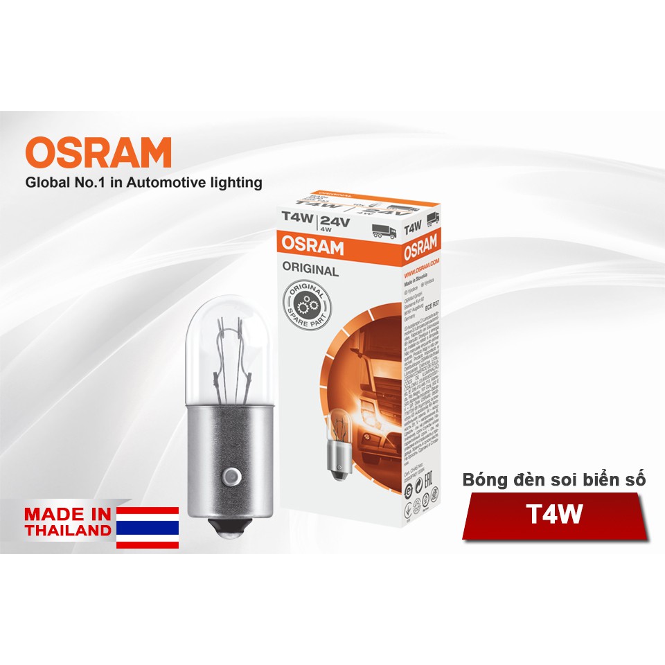 Combo 10 Bóng Đèn Soi Biển Số OSRAM Original T4W 24V 4W