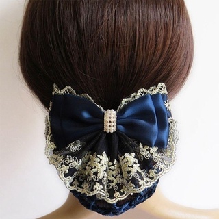 Nơ Tóc Lưới Ren Satin Ngọc Trai Chuyên Nghiệp Nữ Hoa Ren Barrette Hairgrips