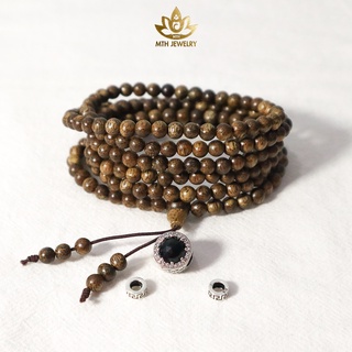 Vòng Tay Trầm Hương 216 Hạt 4mm Trầm Tốc Việt Mix Charm Bạc S925 Màu Đá Tùy Chọn - Mộc Trầm Hương MTH