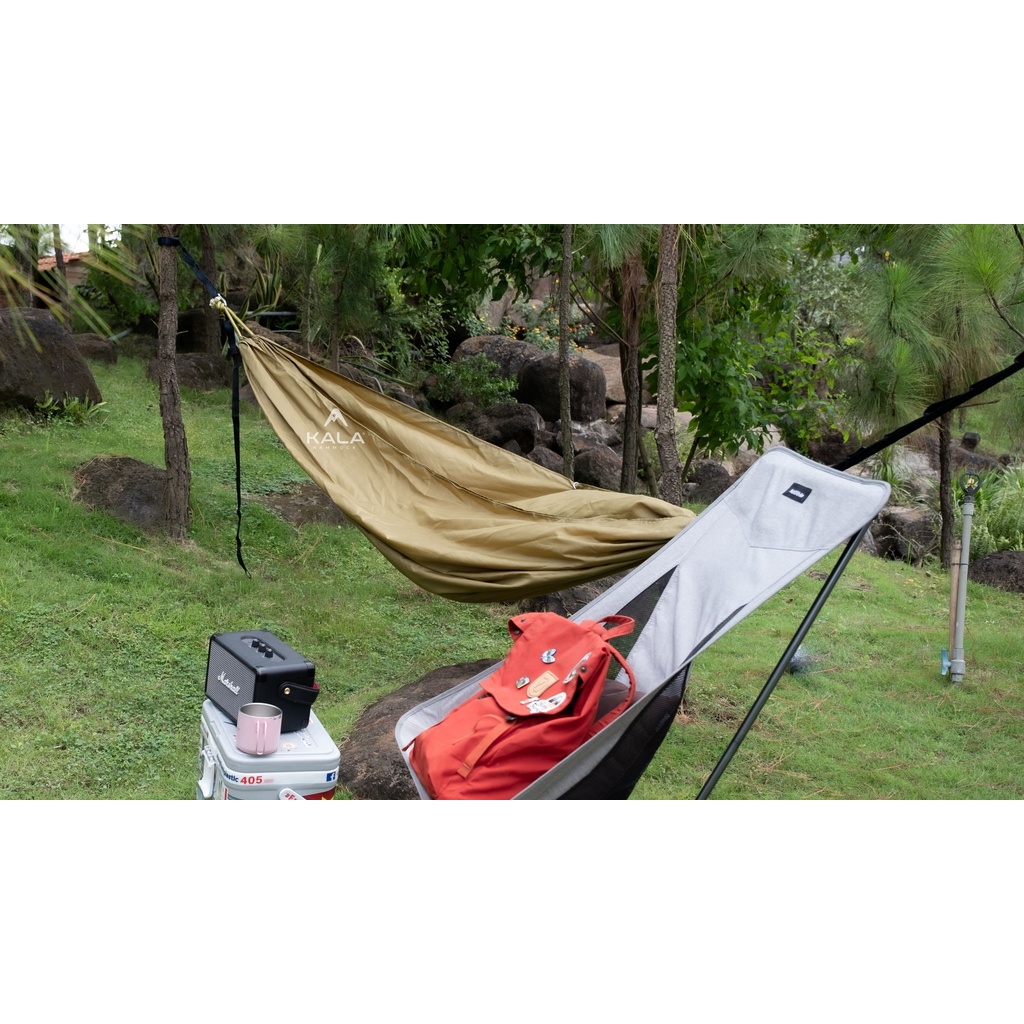 Võng dù vải polyester trơn 2 LỚP tặng 5m dây