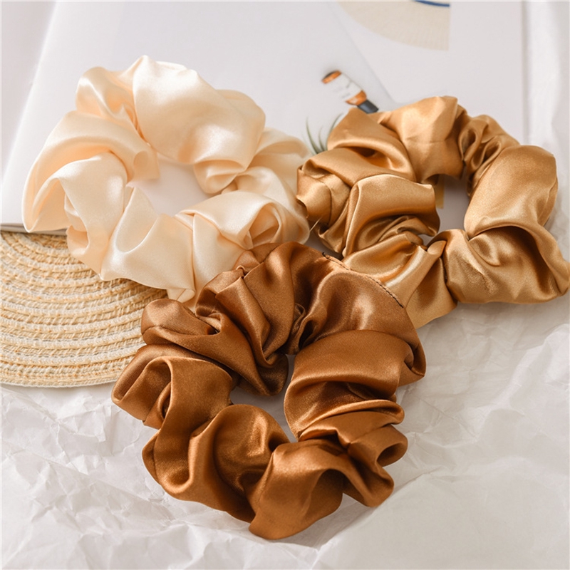 Dây thun cột tóc đuôi ngựa bằng lụa satin màu trơn