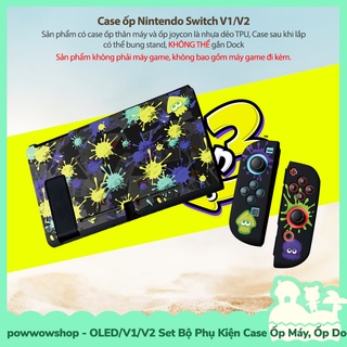 [Sẵn VN - Hỏa Tốc] Oled/V1/V2 Set Bộ Phụ Kiện Case Máy, Case Dock, Nút Bọc, Hộp Băng Nintendo Switch Mẫu Splatoon 3 Sand