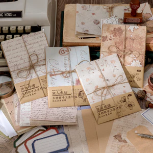 Set 30 tờ giấy in hoa phong cách vintage trang trí sổ lưu niệm