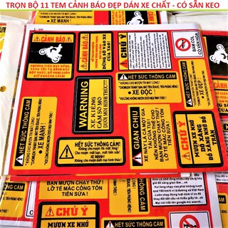 TRỌN BỘ 11 TEM ĐỀ CAN DÁN XE CẢNH BÁO CỰC CHẤT
