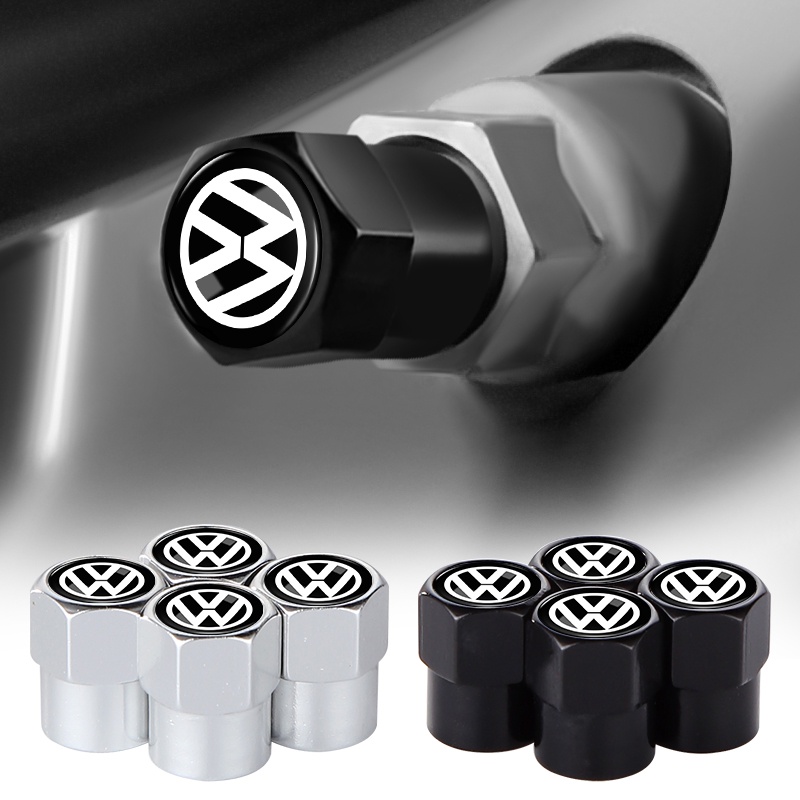 Bộ 4 Nắp Van Khí Bánh Xe Bằng Nhôm Hình Lục Giác Màu Đen / Bạc Cho VW Volkswagen Jetta MK5 Golf Passat 3B7 601 171