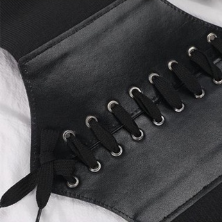 Vipdeal1 Nữ Giả Da Underbust Corset Thắt Lưng Steampunk Vintage Bustier Criss Cho Chéo Ren Co Giãn Cinch