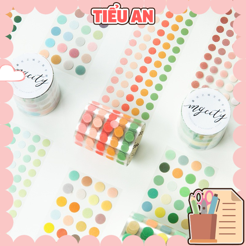 Sticker dán tròn (dạng cuộn) - 50 mm x 3.0 m - Ghi chú - Washi Tape ...