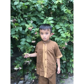 đồ lam đi chùa lãnh tụ phối , thời trang trẻ em, đồ bộ bé trai