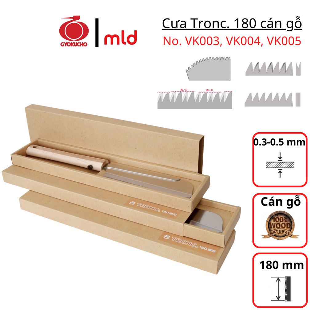 Cưa cầm tay cán gỗ 2 lưỡi, GYOKUCHO, Tronc. 180, No. VK003, VK004 ...