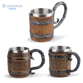 Cốc Uống Bia / Cà Phê Bằng Thép Không Gỉ Hai Thùng Nhựa Resin Cổ Điển Trang Trí Quán Bar [Crazymallueb.V