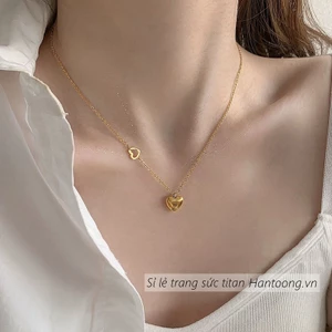 Dây chuyền titan nữ không gỉ mặt hình trái tim mạ vàng 18k phong cách thời trang đơn giản nhẹ nhàng