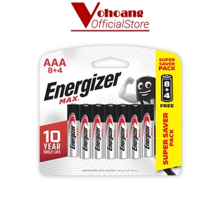 Pin AAA Energizer Alkaline chống chảy E92 8 pin tặng kèm 4 pin free - Hàng Chính Hãng