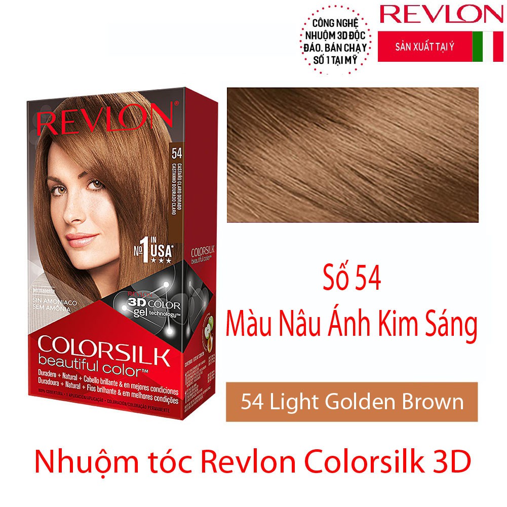 Revlon Colorsilk số 54 - một sản phẩm nhuộm tóc chất lượng cao từ thương hiệu nổi tiếng. Với màu nâu đẹp mắt, bạn sẽ có mái tóc bóng mượt và chắc khỏe như ý muốn.