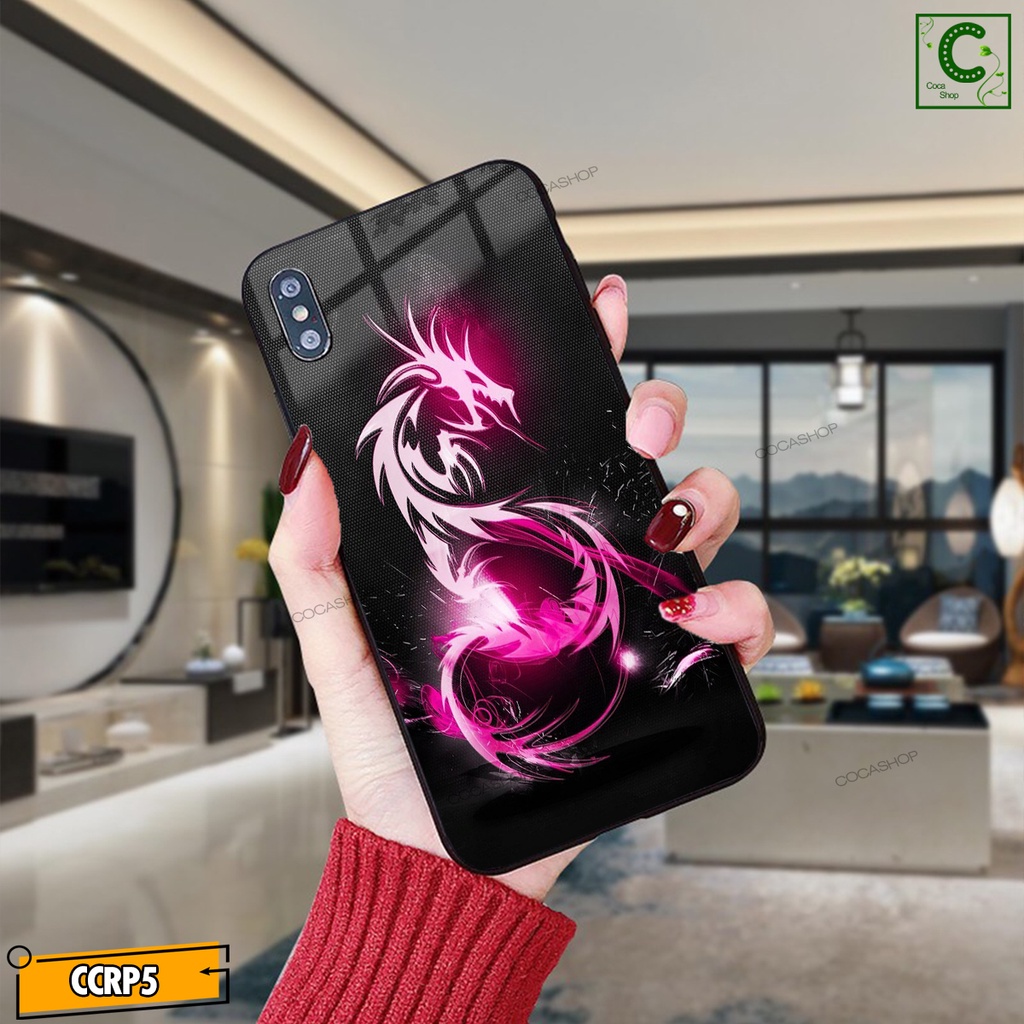 Ốp iPhone Mặt Kính Nano Dẻo - Ốp rồng xanh rồng đỏ sáng neon cực đẹp
