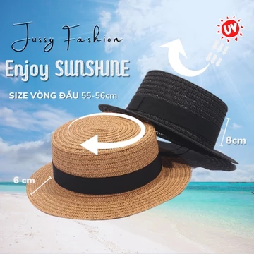 Mũ Cói Nữ Rộng Vành Đi Biển Boater JCB01 Jussy Official Chất Cói Vành Rộng Nhiều Màu Vintage