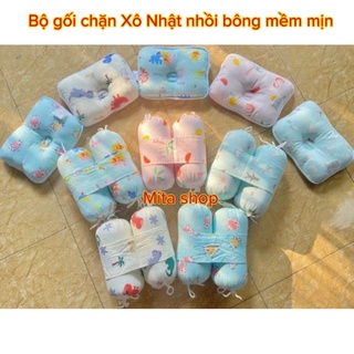 Bộ chẹn sơ sinh - gối chặn cho bé vải xô Nhật mềm mịn chống méo bẹp đầu, chống giật mình