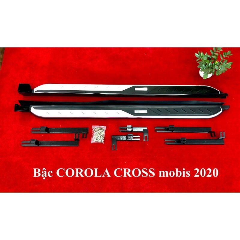 Bậc Lên Xuống xe Toyota CROSS 2020-2024, Bậc dẫm chân MẪU Mobis ĐEN BẠC