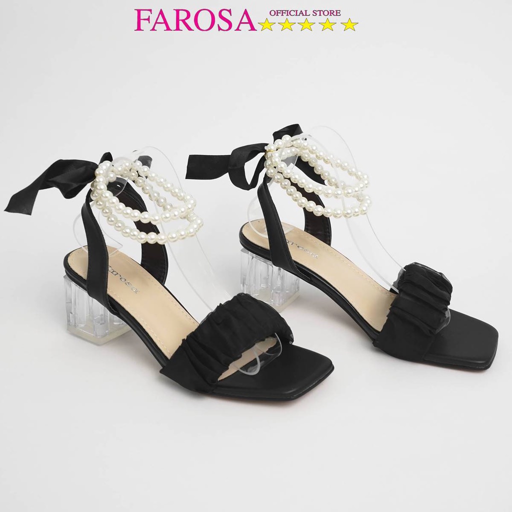 Giày cao gót nữ quai voan gót trong 5 phân FAROSA -S48 quai ngọc lên chân cực xinh