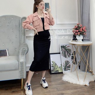 🎀SET 2 MÓN🎀 Đầm Hai Dây Mix Áo Khoác Hồng Siêu Xinh, Set Áo Váy Dáng Dài Dự Tiệc