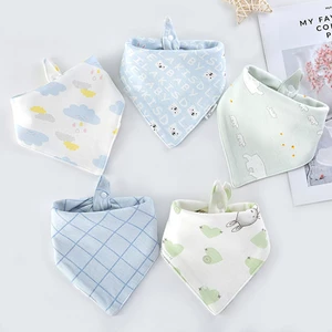 Set 5 Yếm Ăn Cotton In Họa Tiết Hoạt Hình Xinh Xắn Dành Cho Các Bé