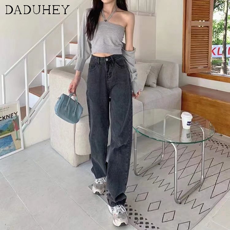 Ảnh Quần jean Daduhey ống rộng dáng suông rộng mỏng cạp cao thời trang mới mùa hè 2022 2