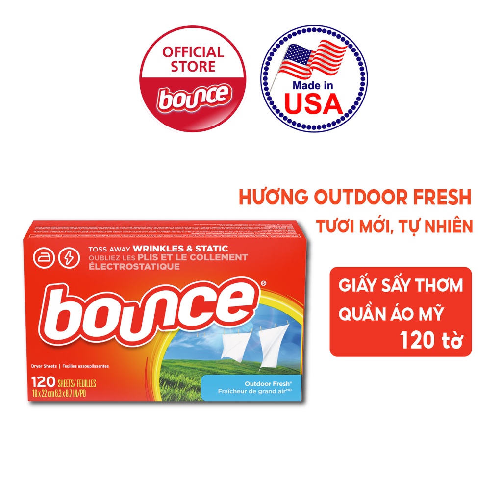 Ảnh Combo 3 Giấy Sấy Thơm Quần Áo BOUNCE Sheets Outdoor Fresh Hộp 12 Tờ 2