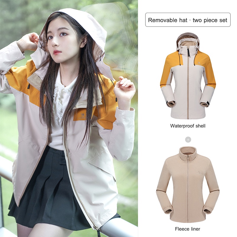 Ảnh Áo khoác CAMEL CROWN quần áo ngoài trời chống thấm nước và chống gió ba trong một dành cho nữ 3