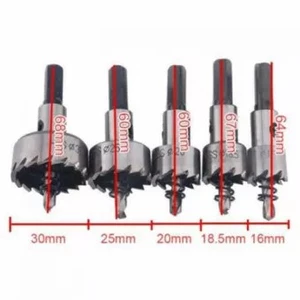 Jettingbuy 5 PC Bộ Răng Cưa Lỗ Bộ Dụng Cụ Mũi Khoan Thép HSS Bộ Dụng Cụ Kìm Công Cụ Cắt Cho Hợp Kim Gỗ