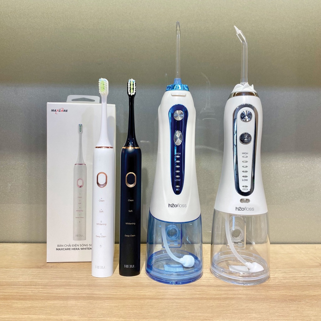 Ảnh Máy tăm nước cầm tay H2ofloss HF9P + Bàn chải điện sóng siêu âm Maxcare Hera Whitening SE 3