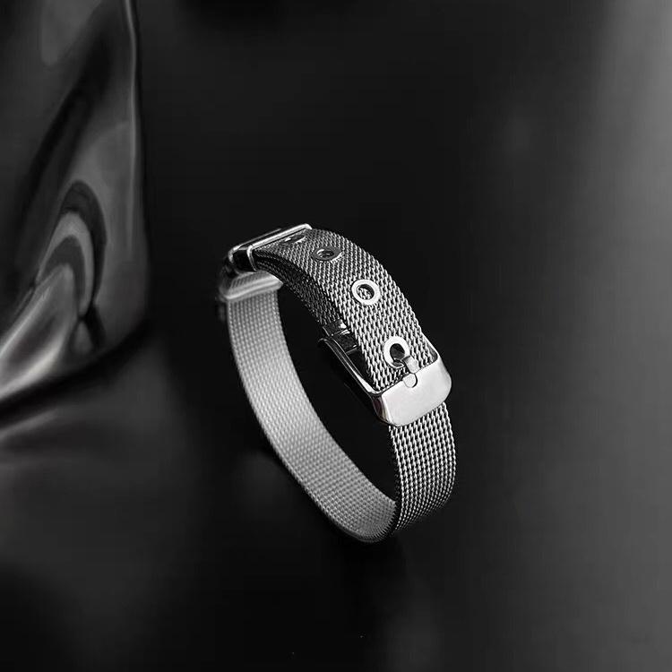 Vòng Tay Nam Lắc Tay Unisex Thời Trang Đeo Tay Nam Nữ Basic Màu Bạc - Vòng Silver Belt - Horizon
