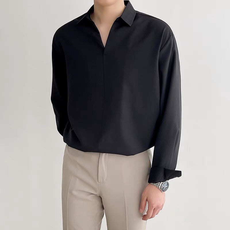 Áo Sơ Mi nam nữ cổ V form rộng chất thun Cotton Lạnh thoải mái, Thoáng mát Style Hàn Quốc - SHINGHAI