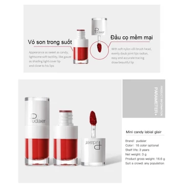 Son kem lì cao cấp Pudaier lâu trôi mềm mịn son môi đẹp son nội địa Trung ZD-SM06 👄