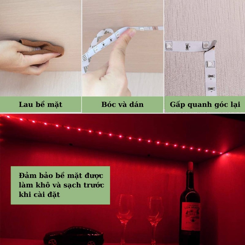 Đèn Led Trang Trí Phòng Ngủ RGB Dài 5m - Kèm Remote, Adapter 12V, Sạc - IP67 Chống Nước
