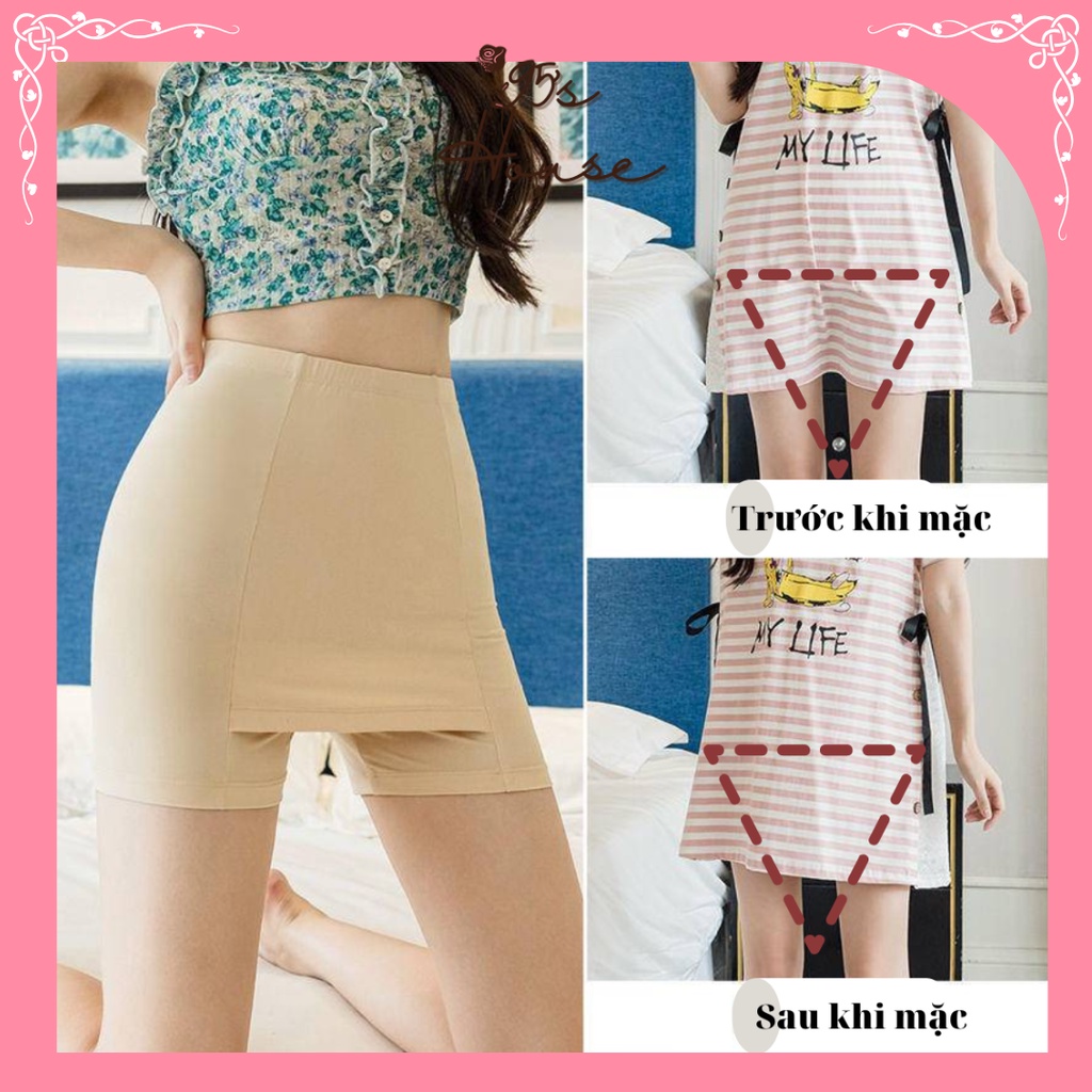 Quần đùi mặc váy chống lộ, quần mang váy su đúc có lớp lót mặc trước an toàn QV02 [95's House]