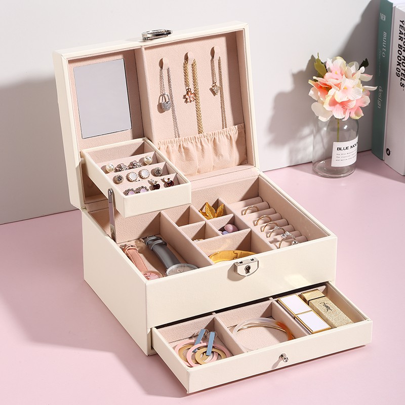 Hộp đựng đồ trang sức CASEGRACE nhiều ngăn bằng da PU cao cấp tiện dụng