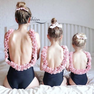 Bộ Đồ Bơi Bikini 1 Mảnh Hình Hoa 3D Hở Lưng Siêu Bền Đa Năng Dành Cho Mẹ Và Con Gái
