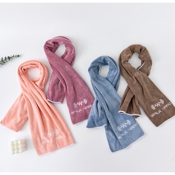 Khăn thể thao Chữ WALK HARD bản trung (30x100cm) cực thấm hút mồ hôi và mềm mại.