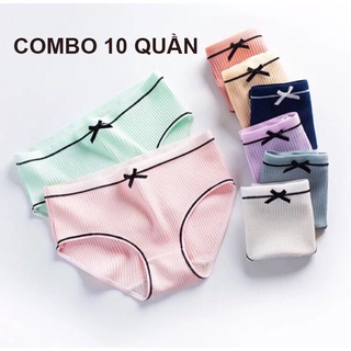 3 QUẦN LÓT NỮ COTTON TĂM ĐÍNH NƠ THOÁNG KHÍ ( DÀNH CHO NGƯỜI DƯỚI 50KG )