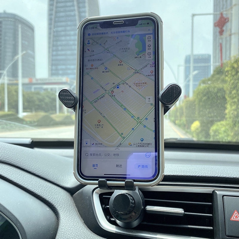 Giá Đỡ Điện Thoại Ô Tô Xoay 360 AC Lỗ Thông Hơi Gắn Kim Loại Móc Chân Đế Cho Thanh Nối Dài Điều Hướng Di Động
