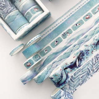 Set 8 cuộn băng keo giấy washi trang trí đồ thủ công