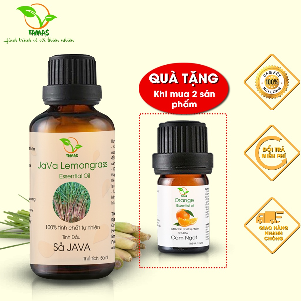 Ảnh Tinh dầu Sả Java 50ml nguyên chất TAMAS, tinh dầu thơm phòng, treo xe,  khử mùi, giải stress, xua đuổi muỗi và côn trùng 1