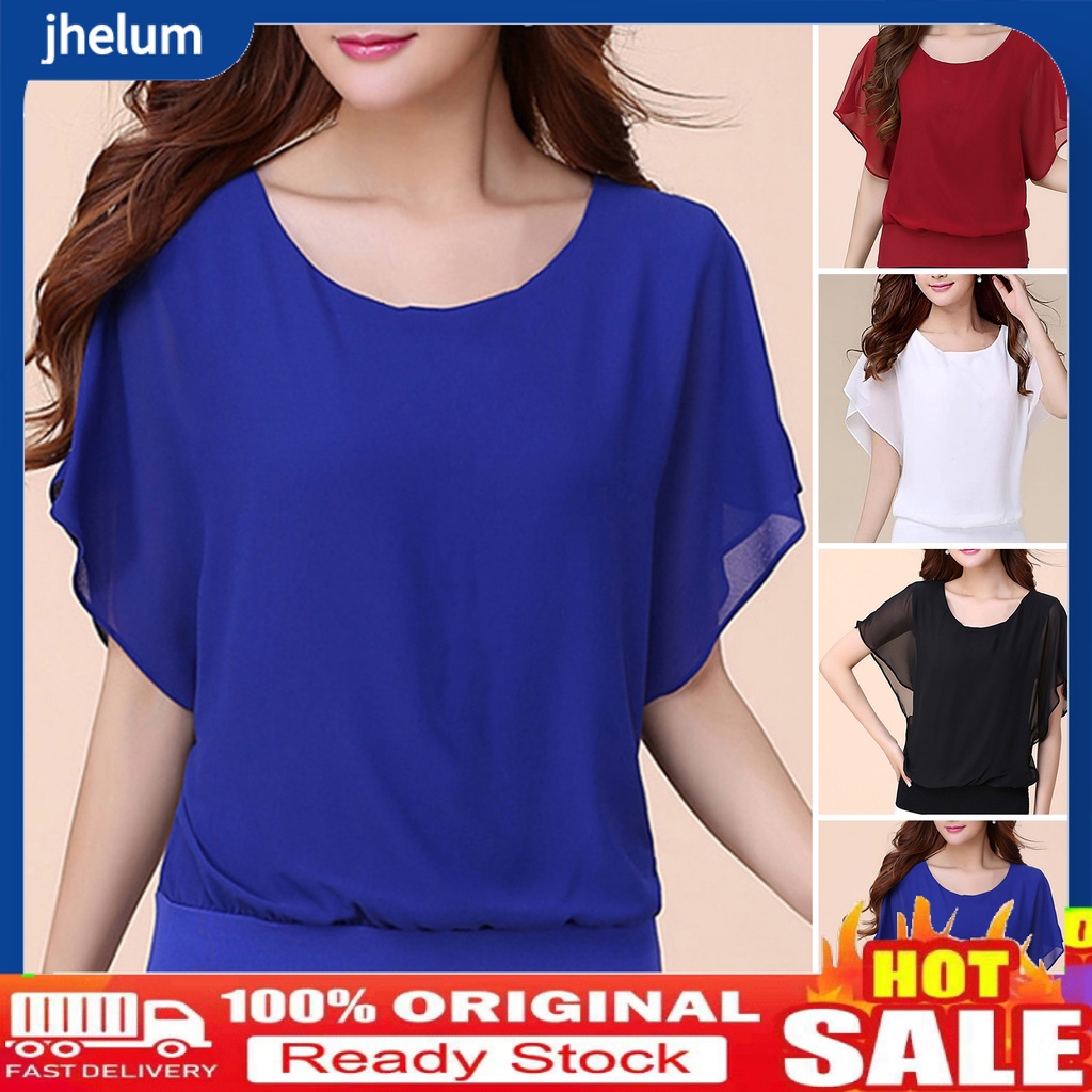 Áo Cánh Dơi Cổ Tròn Màu Trơn Thời Trang Mùa Hè Cho Nữ | Shopee Việt Nam