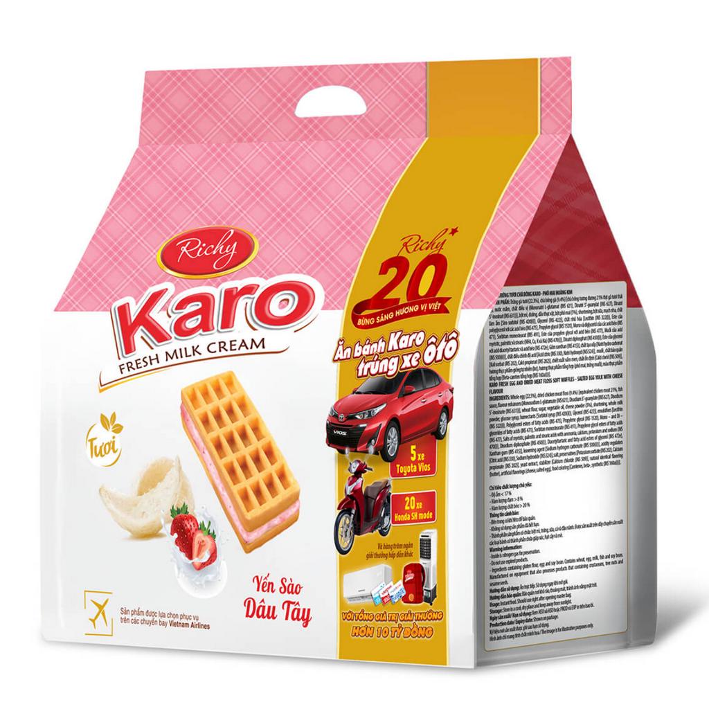 Bánh Karo Richy trứng tươi chà bông 156g (6 gói x 26g) Date mới, bánh ...