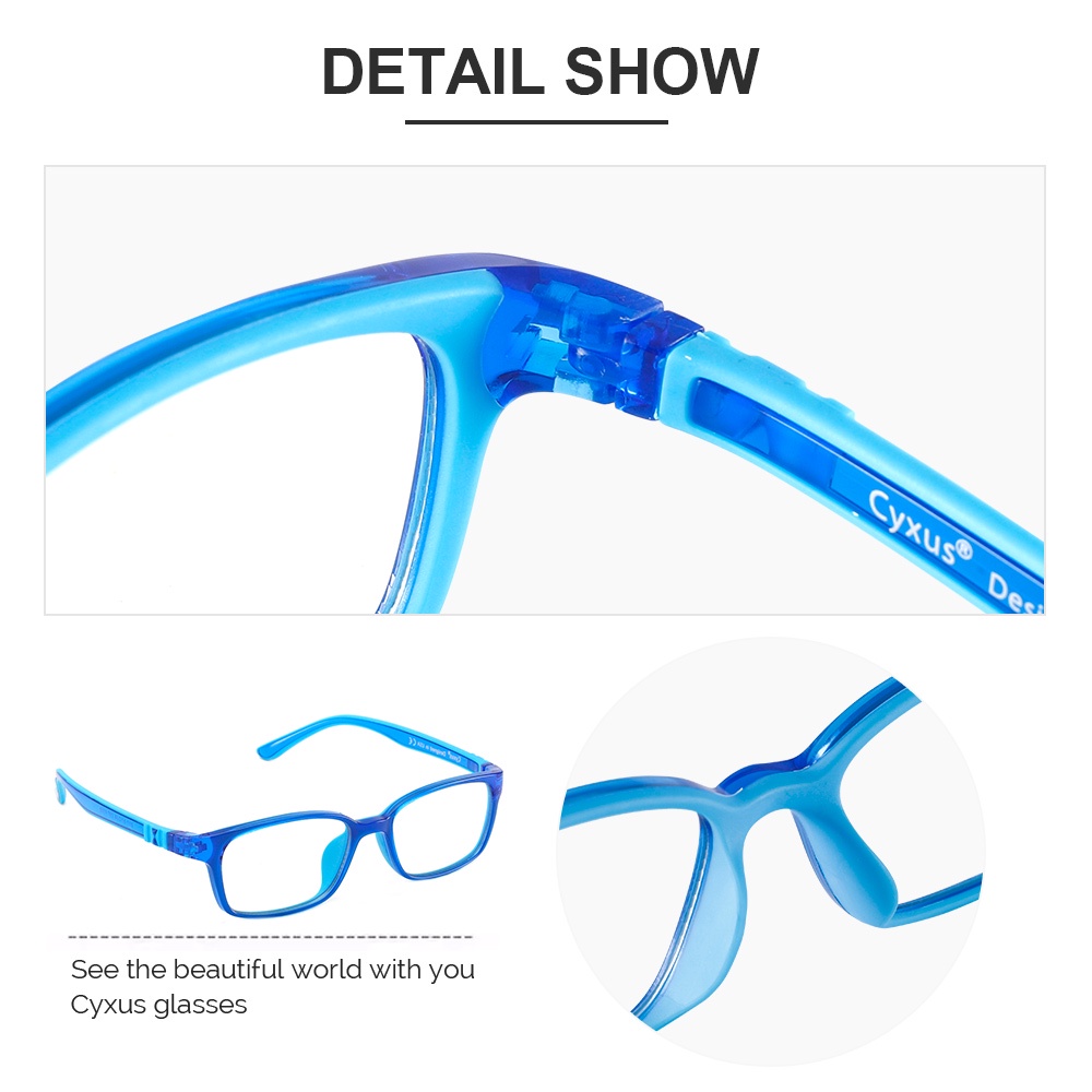 Cyxus Kính Chống Ánh Sáng Xanh Cho Trẻ Em Gọng Oval Lọc Tia UV Giảm Mỏi Mắt Học Tập Phù Hợp Bé 2-6 Tuổi 6009