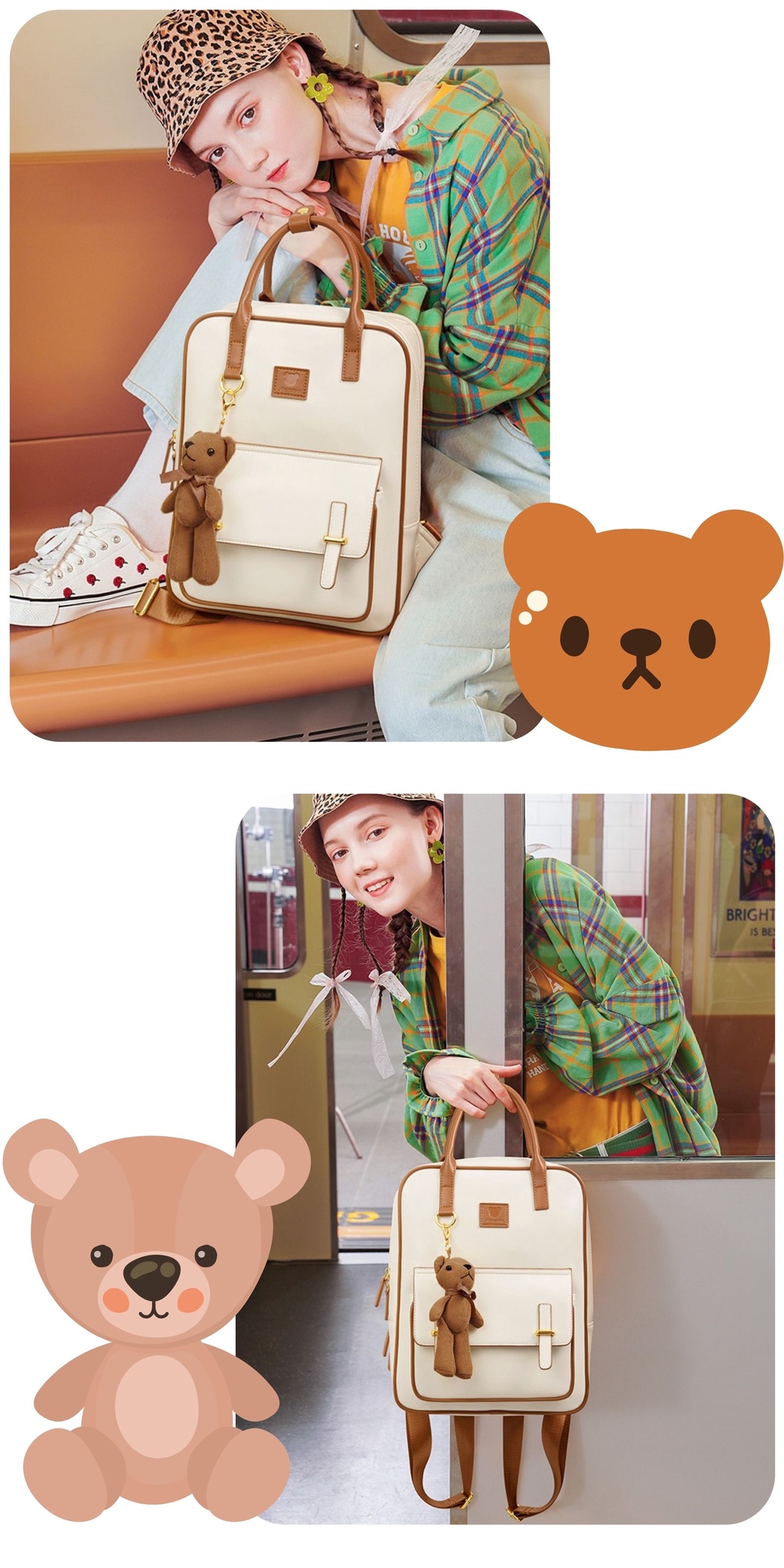 Mô tả Ba lô nữ đẹp Just Star thời trang size to dễ thương charm gấu ViAnh.vn Store 172855 - 1