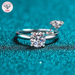 Giả một hình phạt mười 2 carat Moissanite [[có giấy chứng nhận GRA] Nhẫn Moissanite bạc S925 Nhẫn kim cương đám cưới