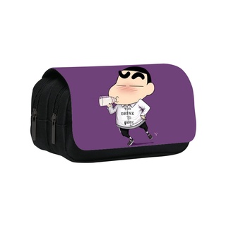 YT2 Crayon Shin-chan hộp đựng bút chì sinh viên in hình dung tích lớn hai lớp túi đựng bút văn phòng phẩm TY2
